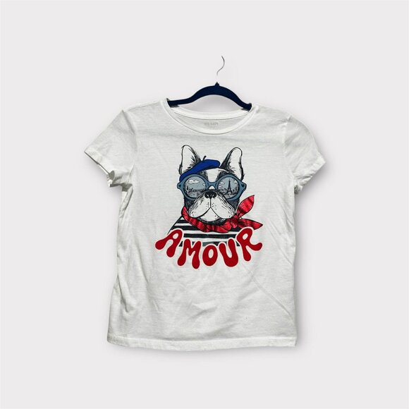 Old Navy “Amour” French Bulldog Graphic Tee – Kids Size 10–12 - Picture 1 of 6